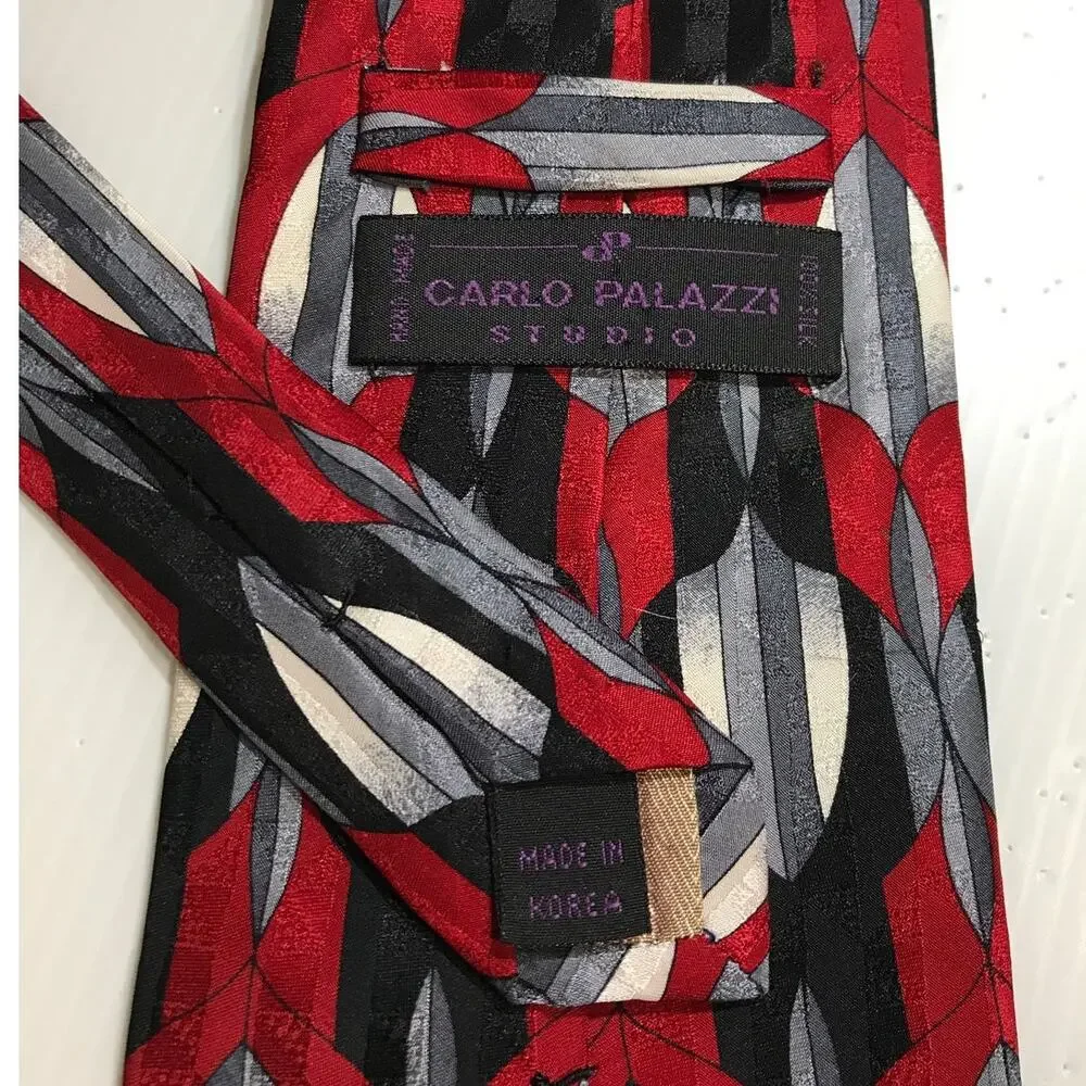 Carlo Palazzi Studio Hand Made Silk Multicolor Wide Classic Mens Necktie 59”